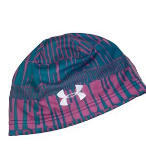 Under Armour Pink & Blue Logo Beanie Youth OS